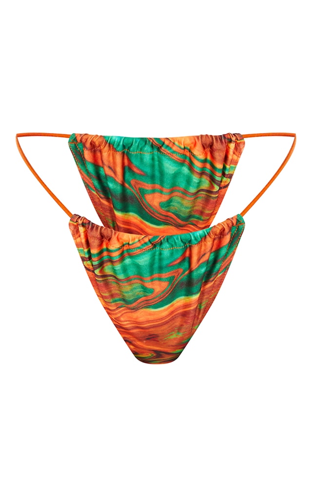 Orange Abstract Triangle Bikini Bottoms