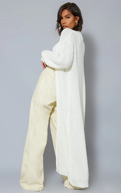 Cream Knitted Maxi Cardigan