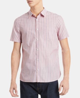 Men's Short-Sleeve Woven Button Down Stripe Shirt
