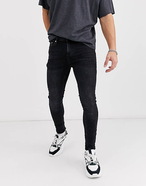 Cotton Blend Spray On Jeans Washed Black