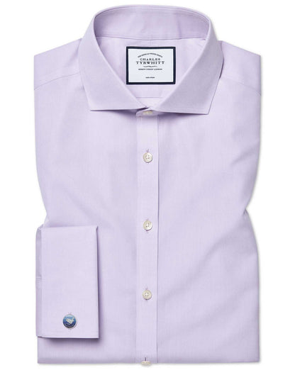 Extra Slim Fit Cutaway Collar Non Iron Poplin Shirt Lilac