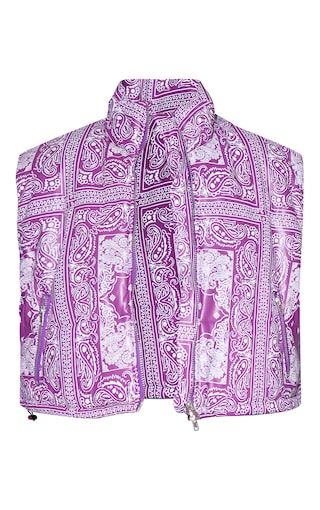 Purple Unisex Paisley PU Oversized Vest