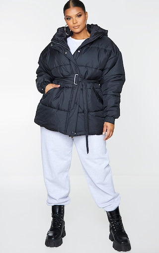 Plus Black Belted Puffer