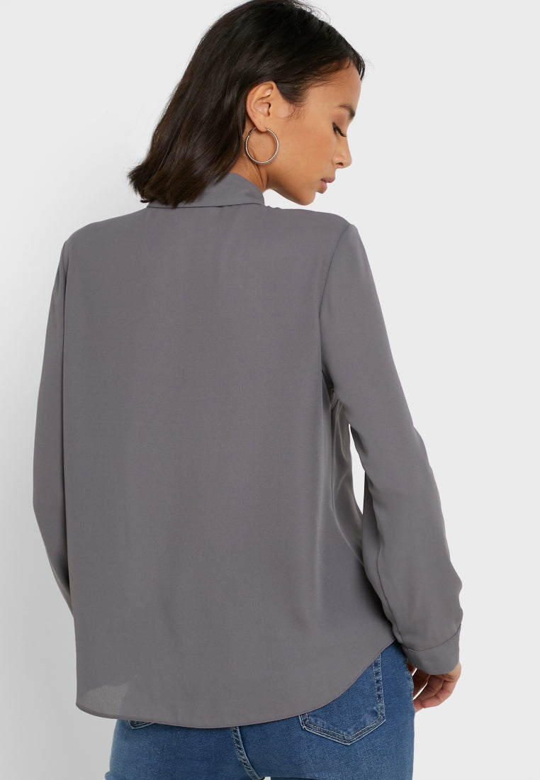 Charcoal Petit Roll Sleeve Shirt