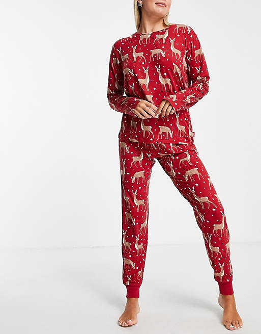 Reindeer Christmas Pyjamas Set Red