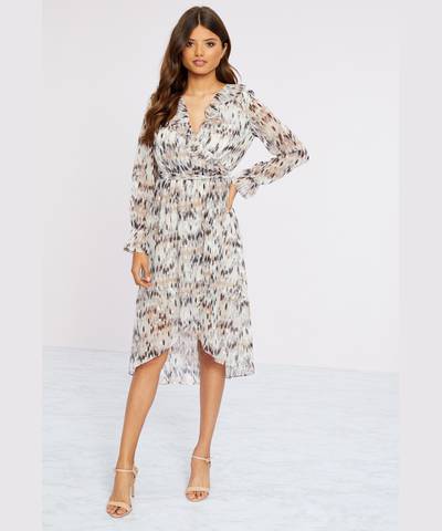 Foil Printed Midi Dress