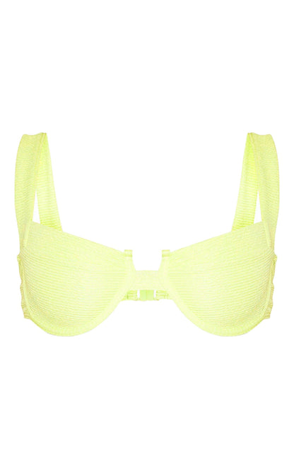 Light Lime Mini Crinkle Underwired Square Neck Bikini Top