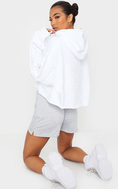 White Ultimate Oversized Crop Hoodie