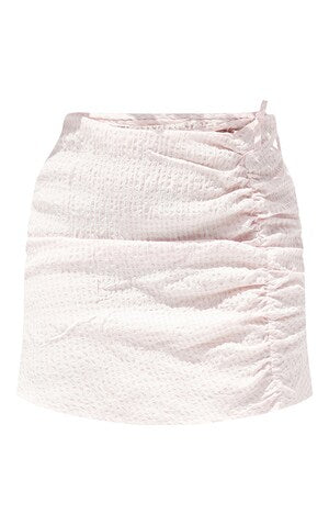 Petite Pink Gingham Ruched Mini Skirt