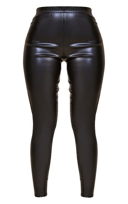 Petite Black Stretch PU Leggings