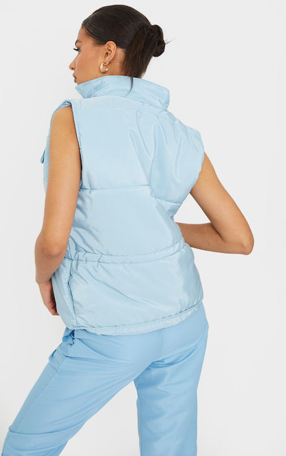 Baby Blue Panel Padded Toggle Waist Vest