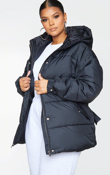 Plus Black Belted Puffer