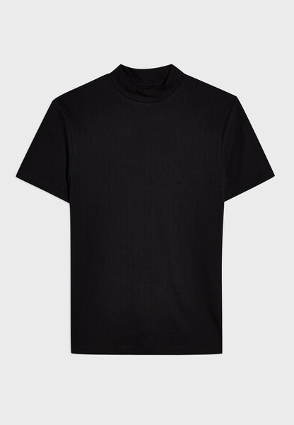 Ribbed Turtle Neck T-Shirt Black