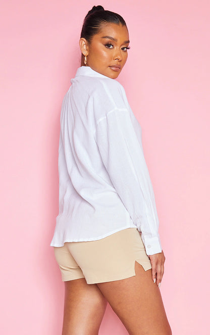 White Linen Feel Shirt