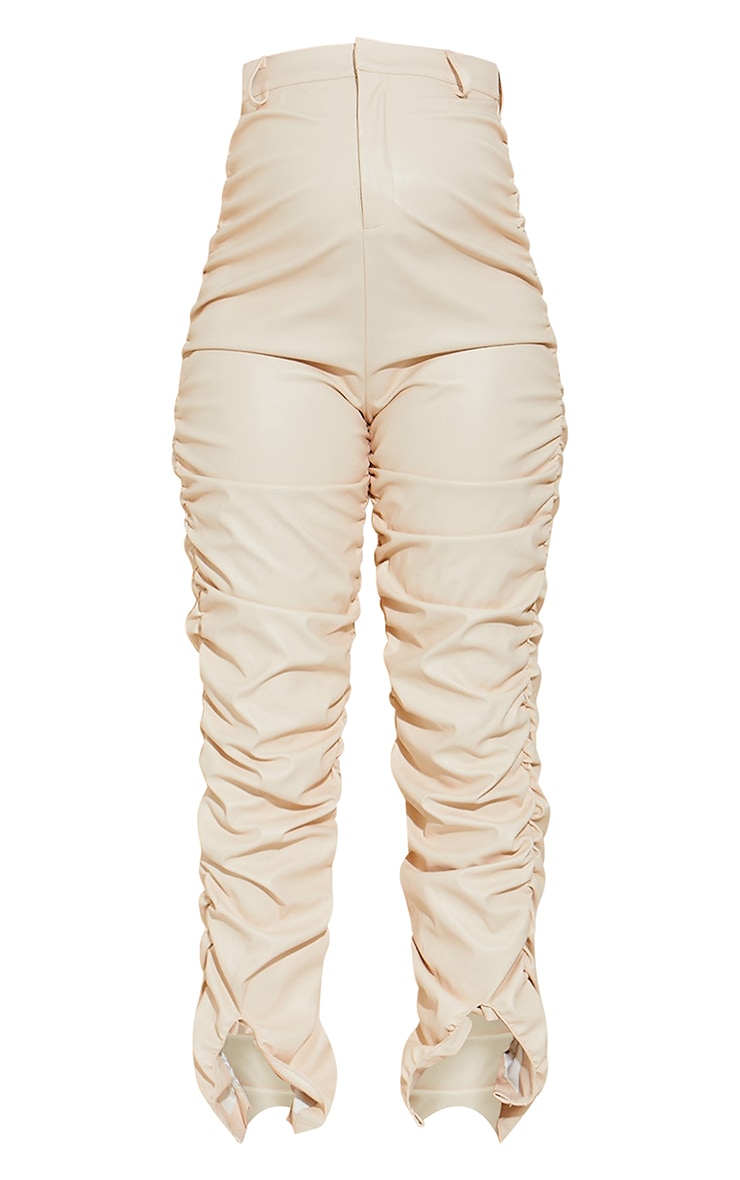 Maternity Stone Ruched Faux Leather Trousers