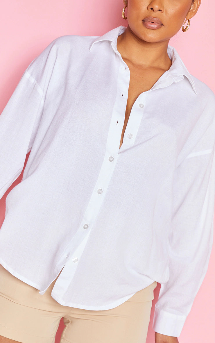 White Linen Feel Shirt