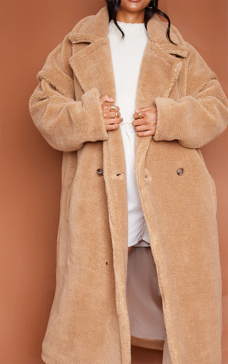 Petite Stone Teddy Bear Borg Coat