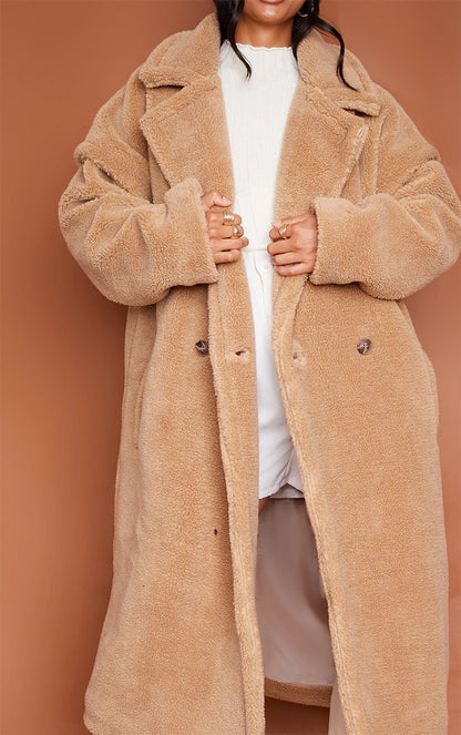 Petite Stone Teddy Bear Borg Coat