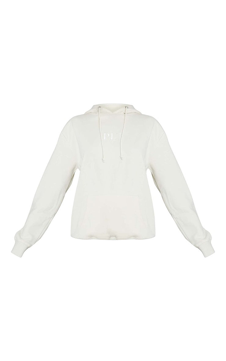 Cream Tonal Embroidered Hoodie