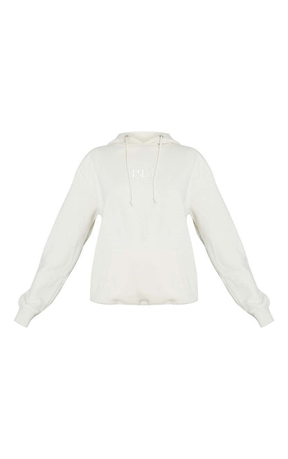 Cream Tonal Embroidered Hoodie