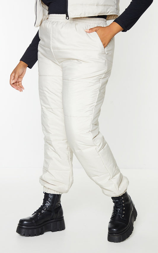 Plus Cream Quilted Joggers