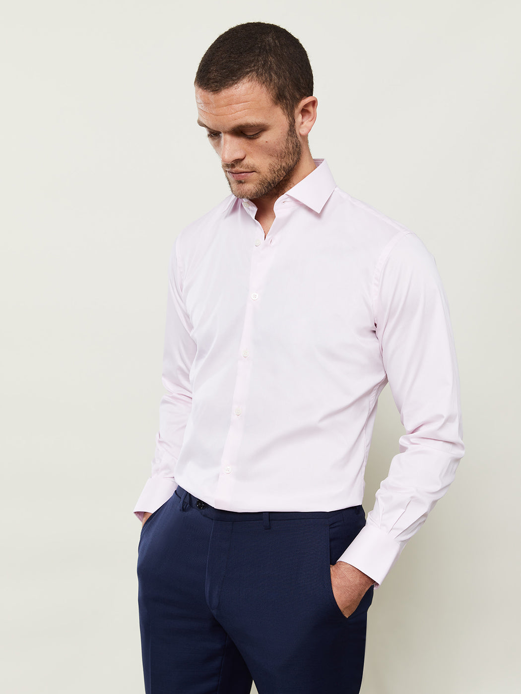 Super Fitted Single Cuff Stretch Shirt Pink