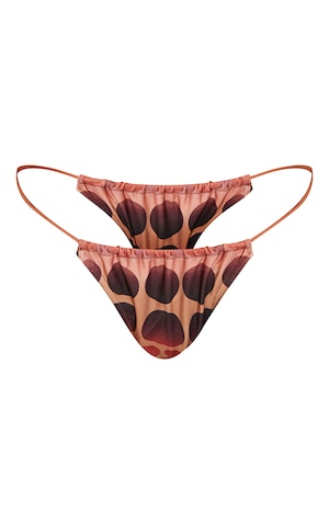 Brown Ombre Circle Print Tanga Bikini Bottoms