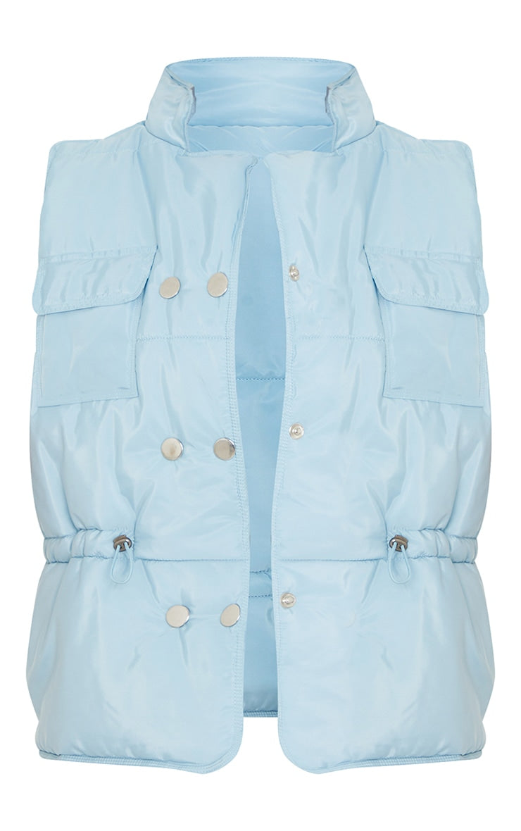 Baby Blue Panel Padded Toggle Waist Vest