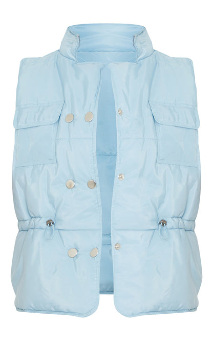 Baby Blue Panel Padded Toggle Waist Vest