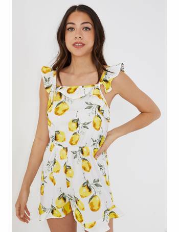 Lemon Print Frill Playsuit