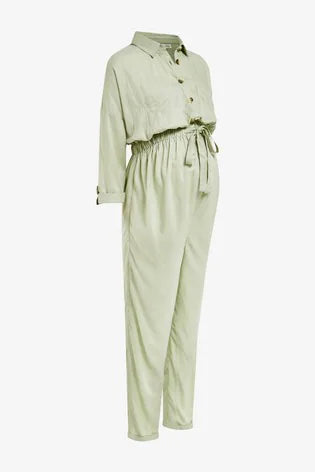 Maternity Button Front Jumpsuit Sage