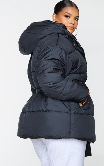 Plus Black Belted Puffer