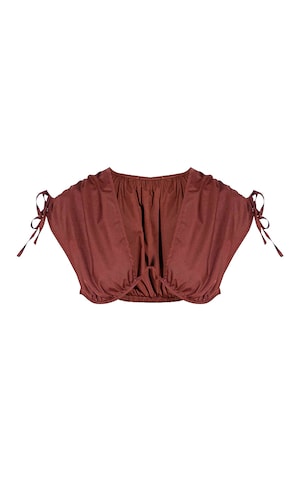 Brown Cup Detail Ruched Crop Top