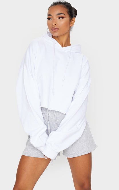 White Ultimate Oversized Crop Hoodie