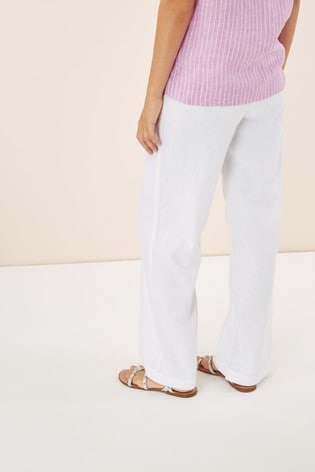 Linen Blend Wide Leg Trouser White