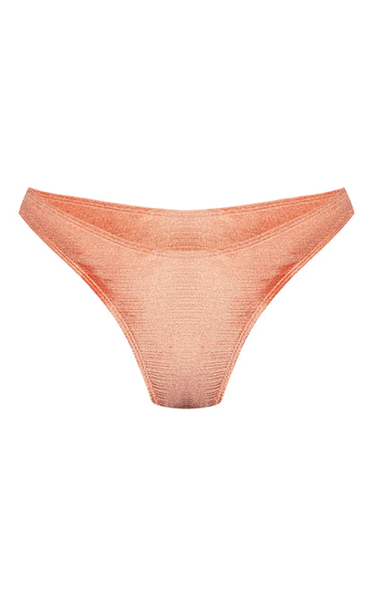 Coral Shiny High Leg Mini Bikini Bottoms