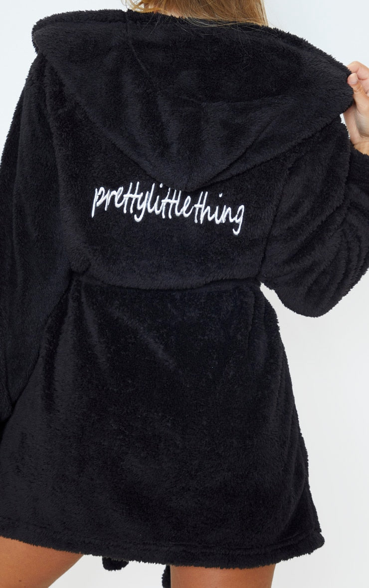 Black Fluffy Dressing Gown