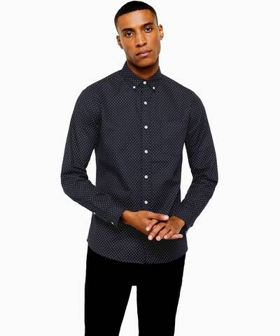 Stretch Slim Fit Shirt Navy