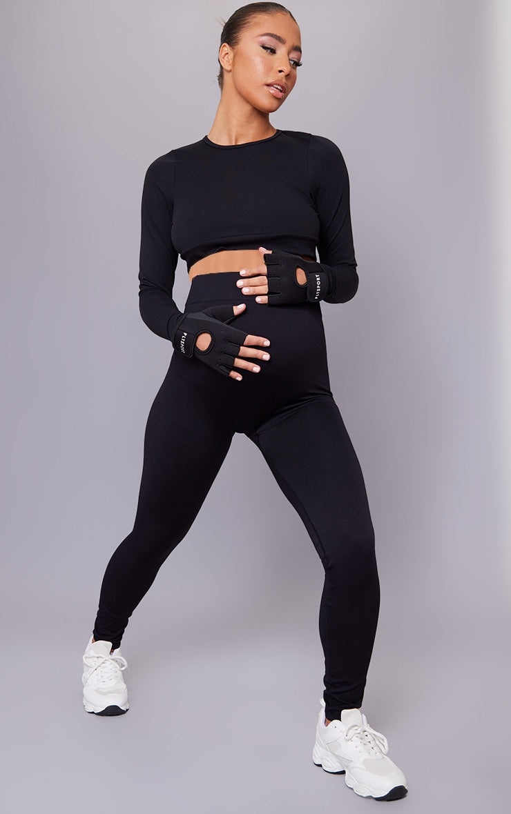 Maternity Black Sculpt Luxe Long Sleeve Sports Top