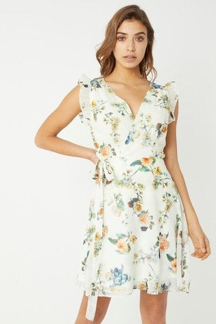 Wrap Around Floral Printed Dress