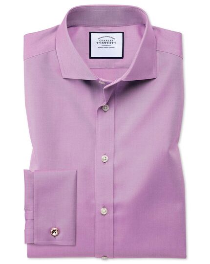 Slim Fit Cutaway Collar Non-Iron Twill Violet Cotton Formal Shirt