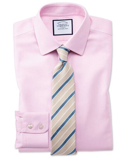 Extra Slim Fit Non-Iron Step Weave Pink Shirt