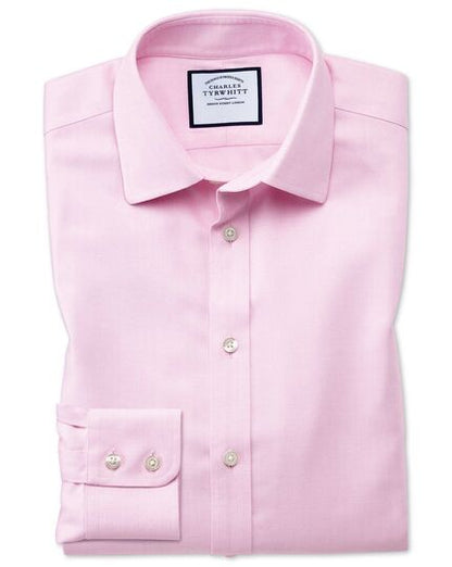 Extra Slim Fit Non-Iron Step Weave Pink Shirt