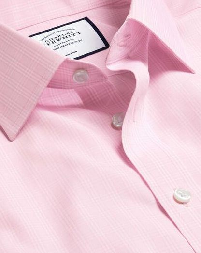 Classic Collar Non-Iron Prince of Wales Check Shirt - Pink