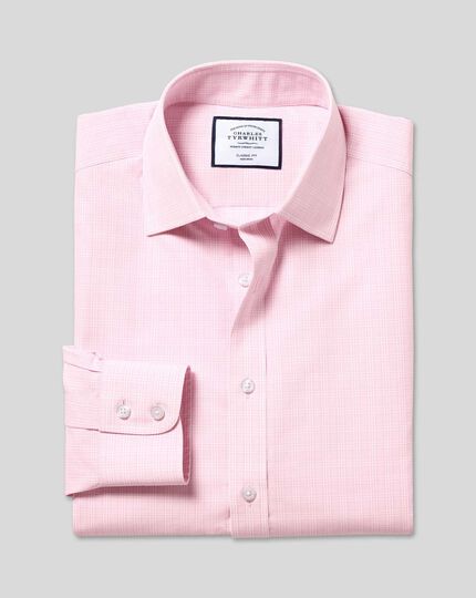 Classic Collar Non-Iron Prince of Wales Check Shirt - Pink