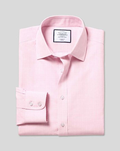 Classic Collar Non-Iron Prince of Wales Check Shirt - Pink