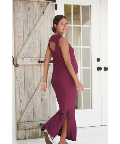 Burgundy Maxi Maternity Dress