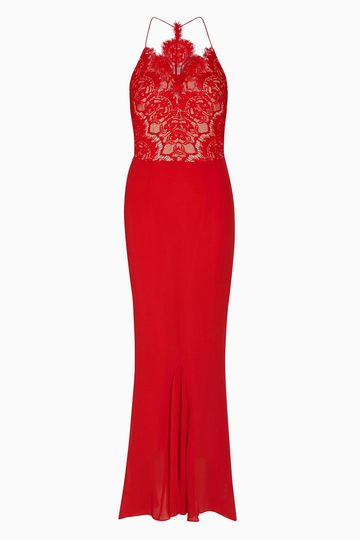 Lace Bodice Dress Red