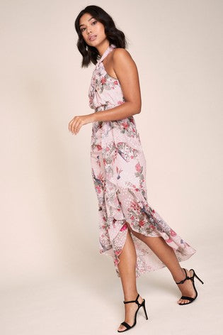 Alyssa Halterneck Ruffle Maxi Dress