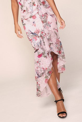 Alyssa Halterneck Ruffle Maxi Dress